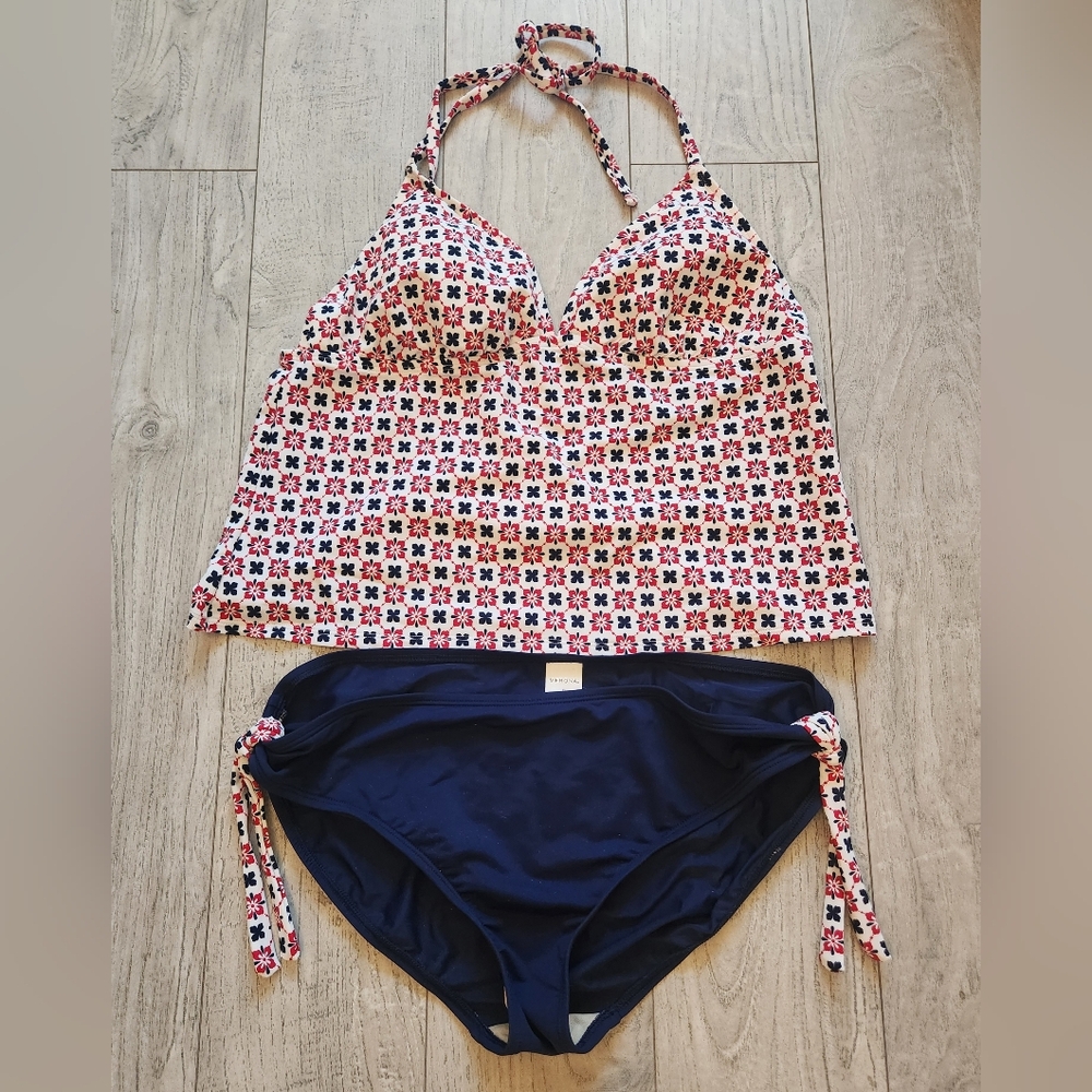 Merona Red and Navy 2 Piece Bikini SZ XL
